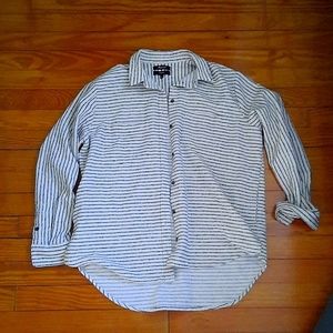 Madewell Cream Stripe Oversized Flannel